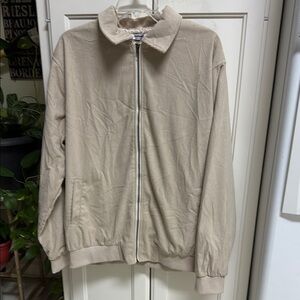 Tan Lightweight Shirt Jacket with Elasticized Cuffs